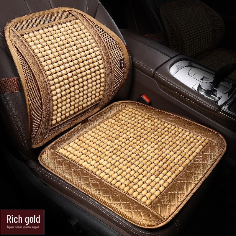 2024 Summer Car Seat Cushion with Wooden Bead Lumbar Support