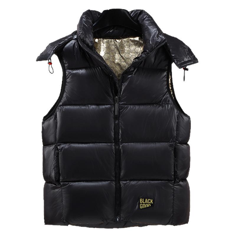 Internet Celebrities Black and Gold Down Cotton Live Hat Vest Men and Women Wear New Autumn and Winter Thickened Warm Vest