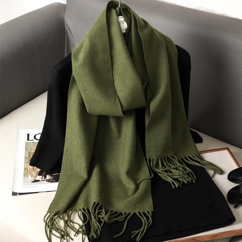 Nytt 62 farger Vinterskjerf for kvinner Langt Varmt Kasjmirskjerf Hijab Ensfarget Dame Sjal Wrap Kvinnelig Pashmina Bandana Hodeskjerf