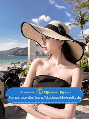Women's Large Brim Straw Sun Hat for Summer Beach and Seaside Vacation, Anti-UV Protection