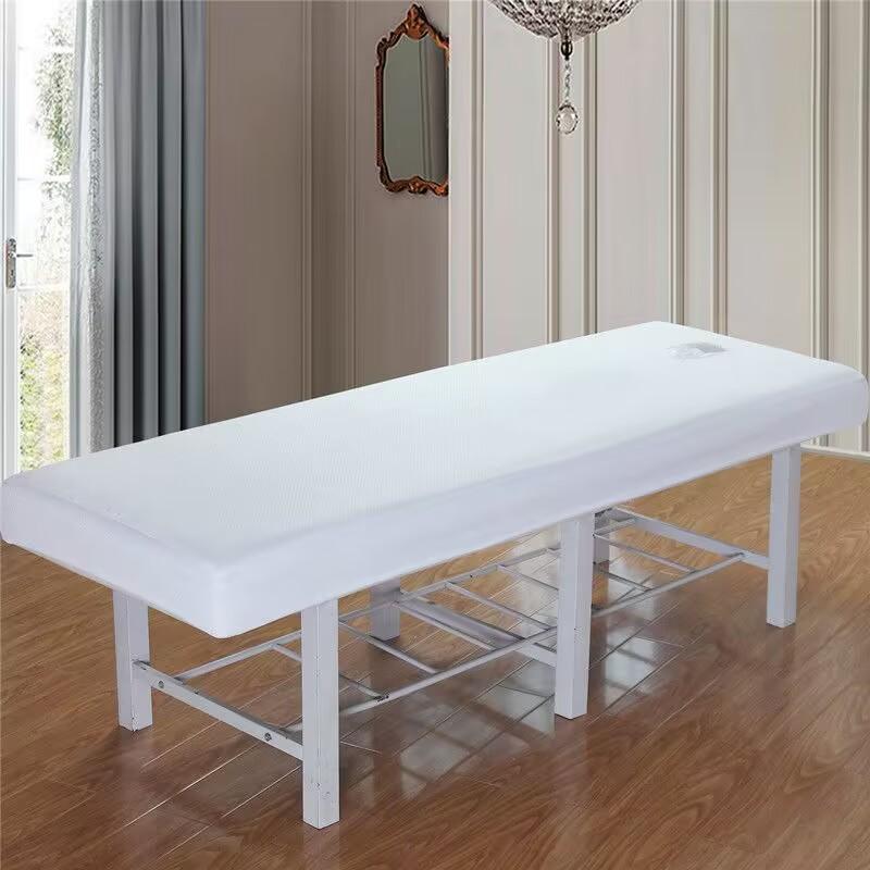 New Solid Color New Striped Massage Table Bed Fitted Sheet Elastic Full Cover Rubber Band Massage SPA Bed Cover With Face Hole