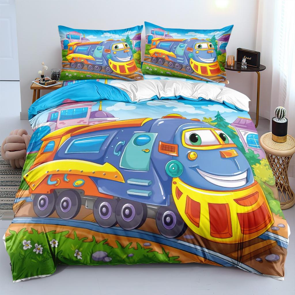Duvet Cover Pillow Cover Cartoon Train Bedding Set Farm Duvet Set Adult Boy Girl Bedroom Decoration Kids Birthday Gift