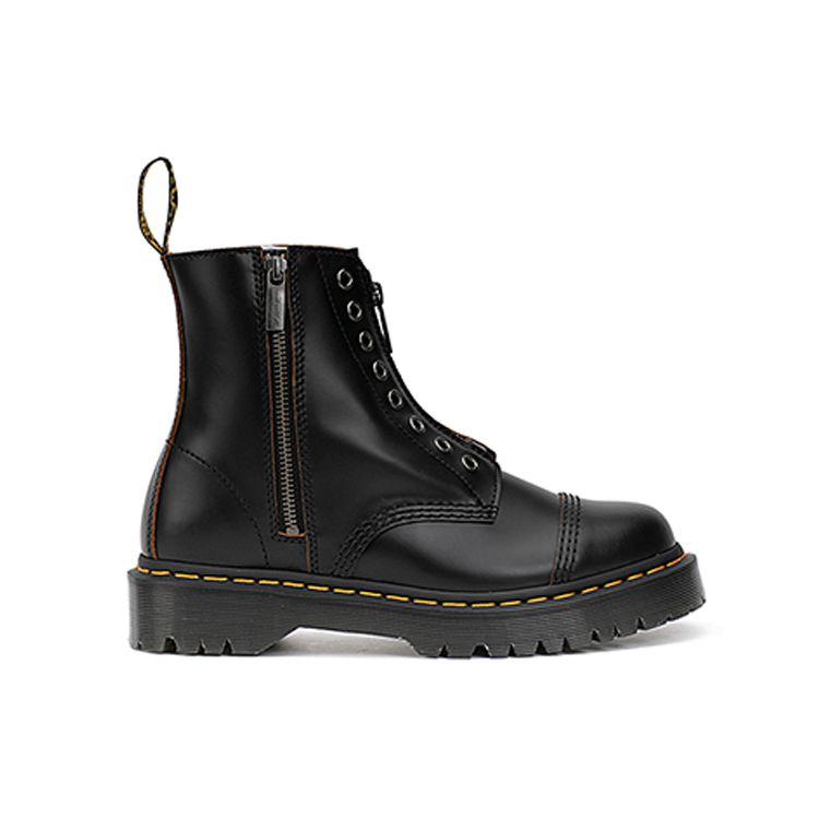 Dr. Martens 1460 Bex Leather Glossy Side Zip 8 Eyelet Short Boots Unisex Boots Black 26664001