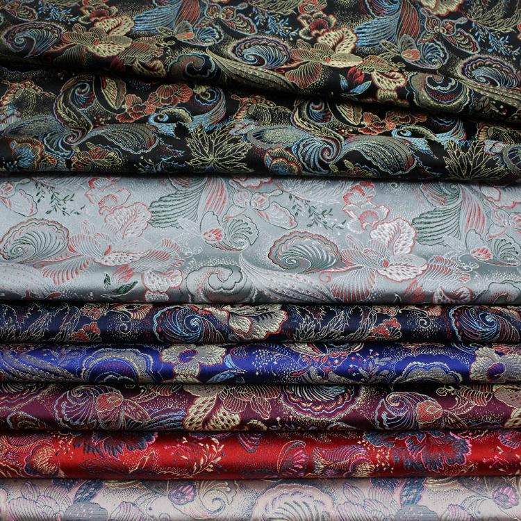 Silk Jacquard Brocade Fabric for Chinese Qipao, Doll Clothes, Hanfu, and Mongolian Robe Decoration