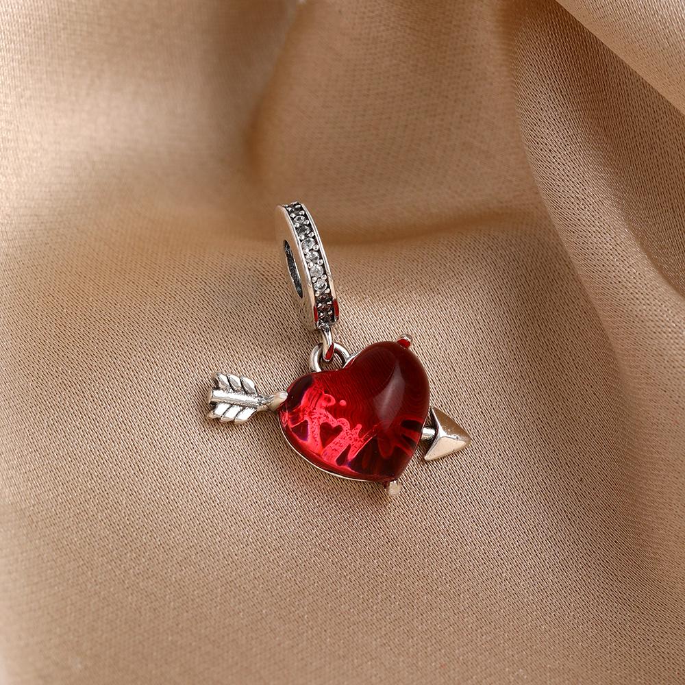 Valentine's Day Red Series Pure Copper Metal Pendant Bead Component Charm Bead Component Apple Love Pendant Bead Component, Compatible With Authentic