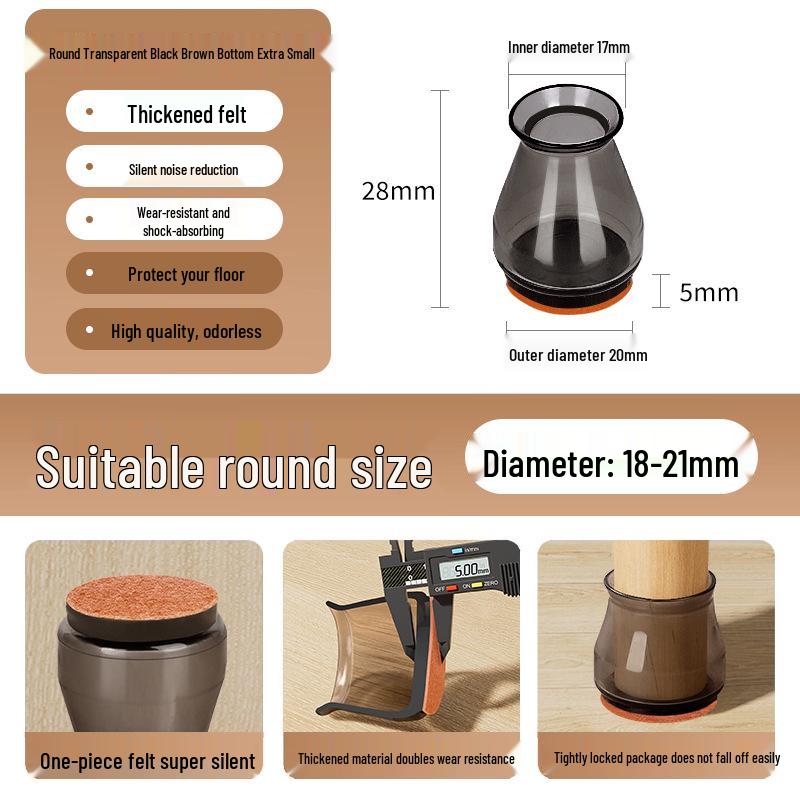 Reinforced Non-Slip Silent Chair and Table Leg Covers with Wear-Resistant Foot Pads