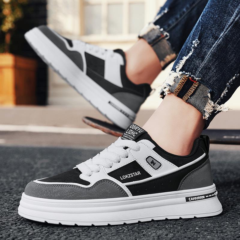 Thick-soled heightening shoes men's shoes spring and autumn new trendy students flat bottom low-top sports and leisure board shoes men's trendy shoes