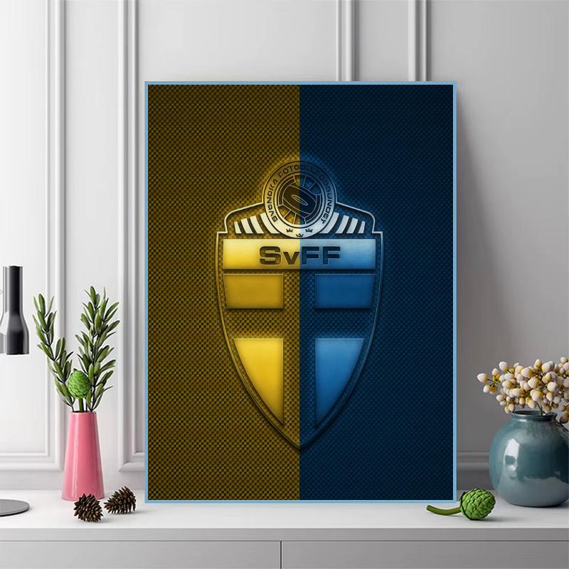 Sweden national football logo Pattern 3pcs 100% Round Full Drill 5D DIY Diamond Painting Embroidery Cross Stitch Rhinestone Décor