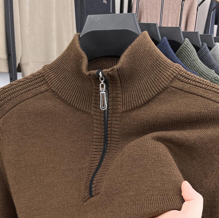 2025 Autumn Winter New Mens Sweater Zippers Turtleneck Long Sleeve Men Warm Pullovers Sports Sweater