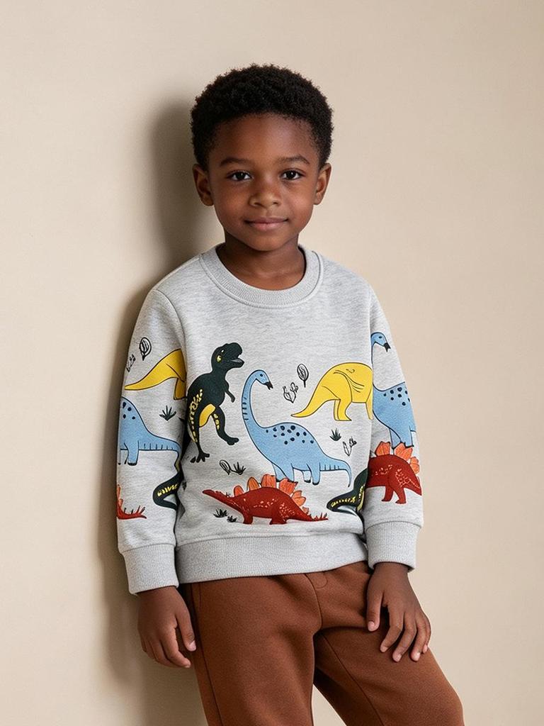 Autumn Kids' Dinosaur Print Sweatshirt - European Style Toddler Base Layer