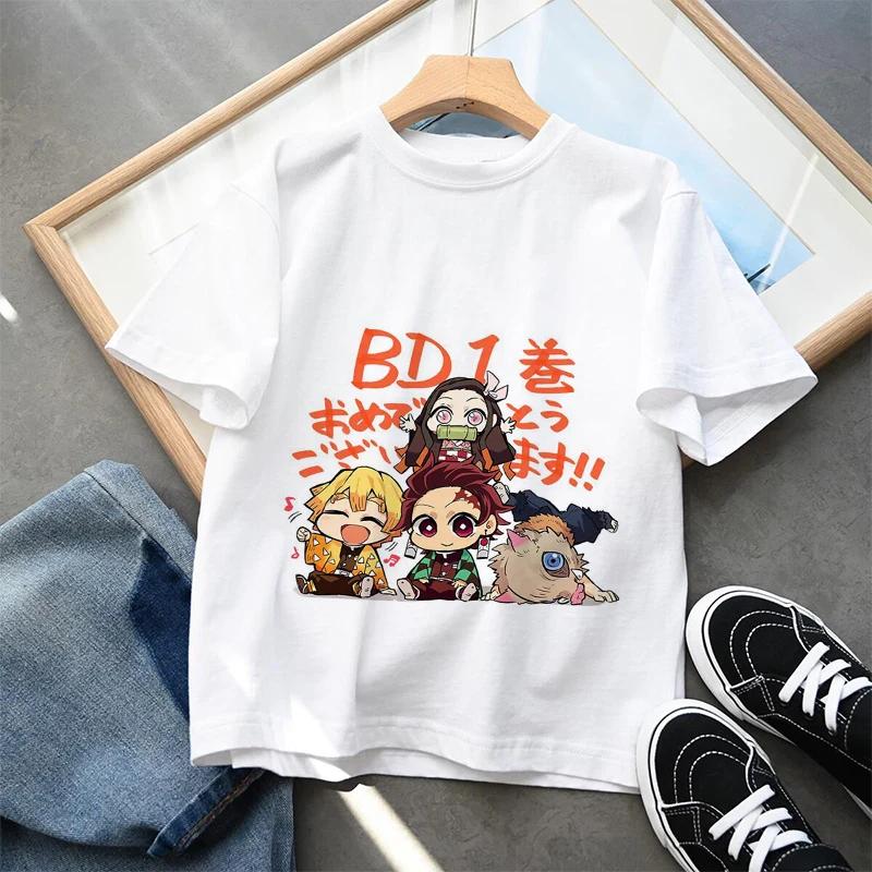 Plus Size Demon Slayer Anime Printed Men and Women Tshirt Casual Parent Child Top Fashion Cotton Summer Y2K Street Harajuku