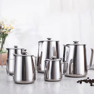 Dzbanek do spieniania mleka ze stali nierdzewnej z pokrywkami Espresso Steam Coffee Barista Kettle Latte Cappuccino Milk Cream Cup Jug