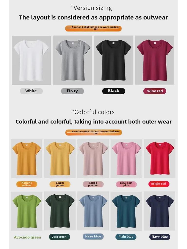 Women's Pure Cotton Short Sleeve Slim Fit Tee - Round Neck, Versatile Base Layer, New Style for Summer, Available In White and Black.