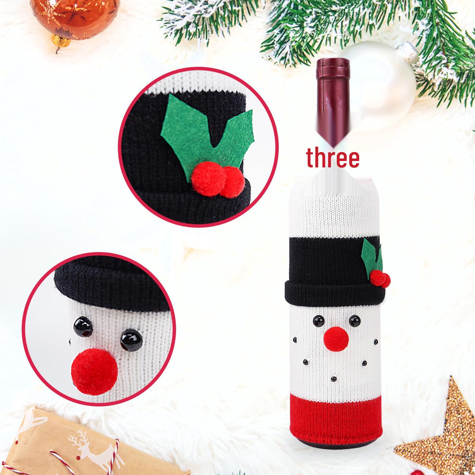 Вязаные рождественские чехлы для винных бутылок – Дед Мороз и Снеговик, праздничные украшения