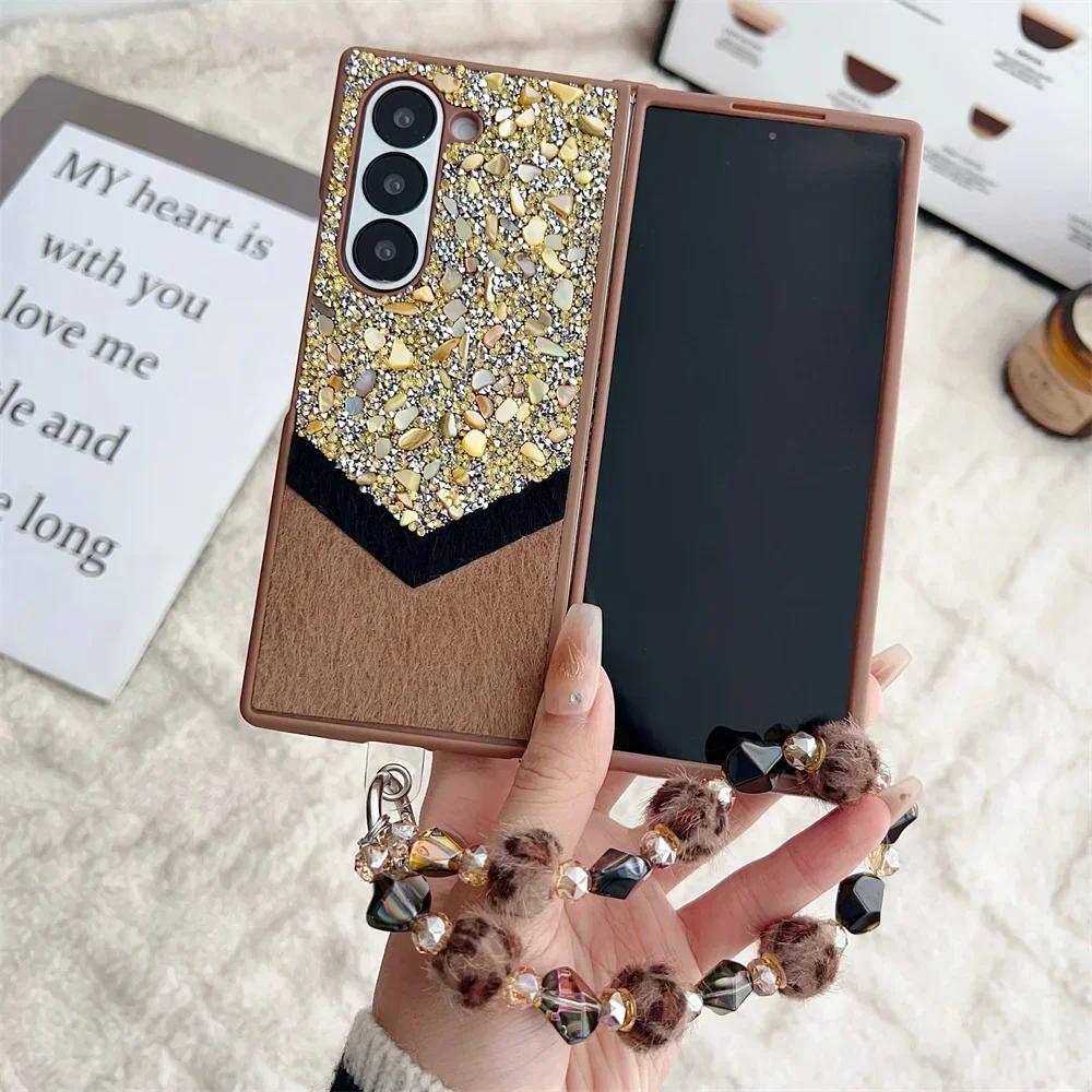 Wrist Strap Phone Case for Samsung Galaxy Z Fold 6 5 4 Fold6 Fold5 Fold4 Fold3 5G Plastic Hard Shell Protective Cover