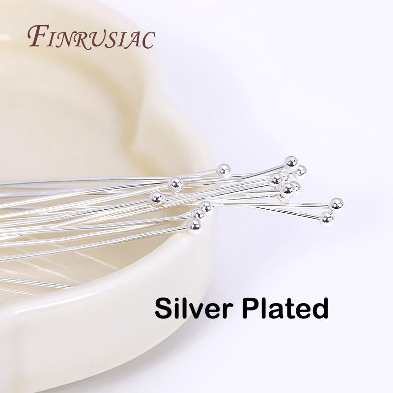 50 Pcs/lot 18K Gold Plated Silver Plated Brass Ball Head Pins For Jewelry Making,Multi Size Ball Head Pin For DIY Earrings