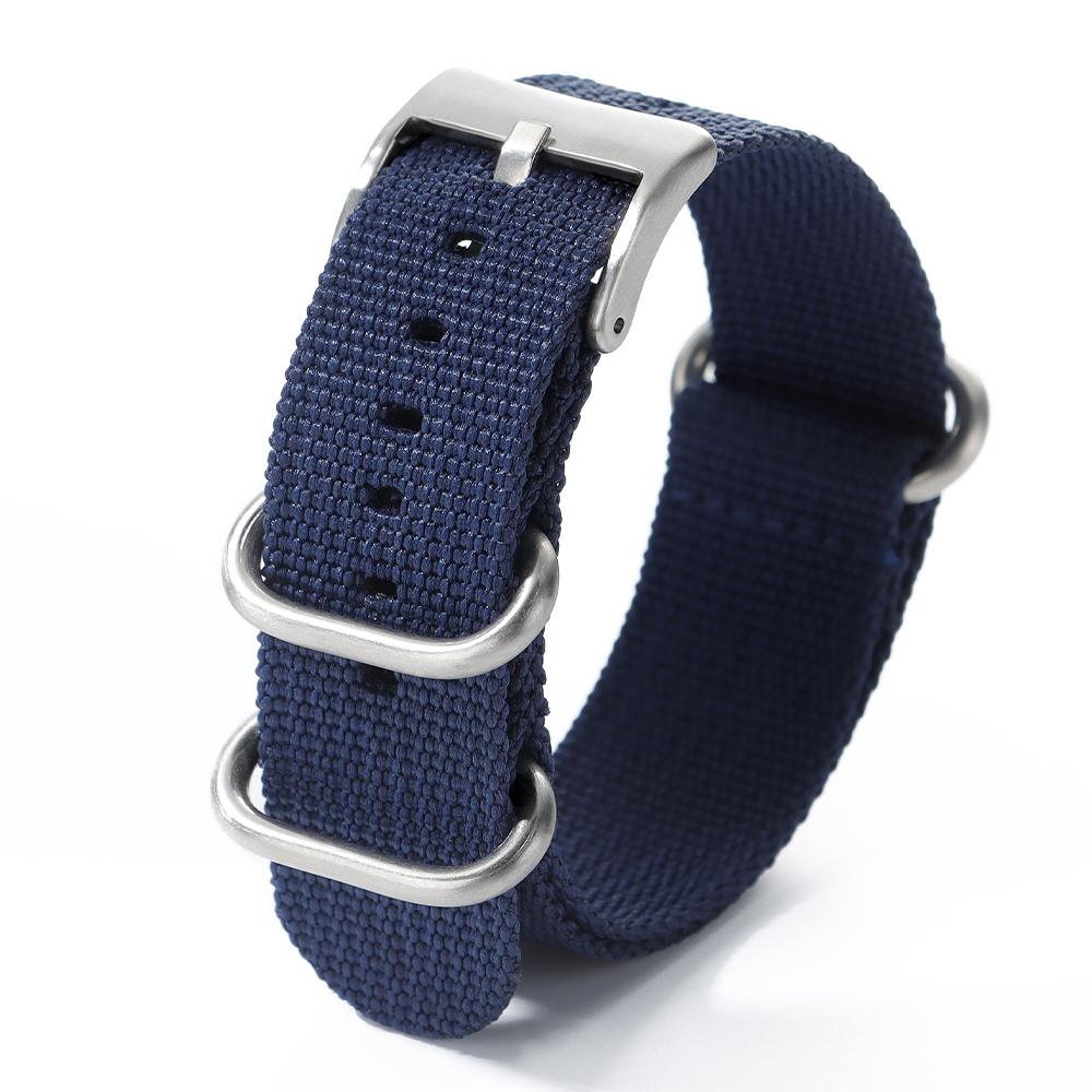 Universal Ribbed Watch Strap Nylon Silver Ring Buckle Band 20mm 22mm Striped Waterproof Bracelet Watch Accessories for Men Women