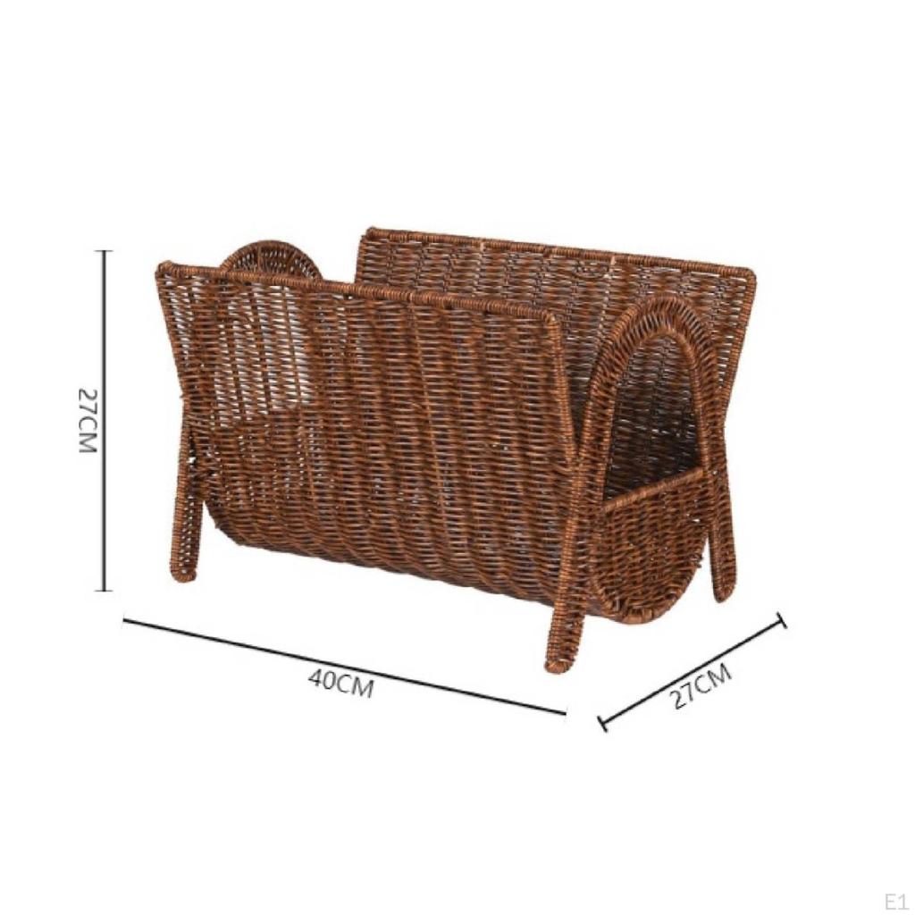 Periodical Storage Basket Handwoven Book Wicker for Reading Nook, Readers