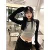 Y2k Vintage Crop Top Lange Mouw T-shirts Vrouwen Koreaanse Mode Harajuku Kpop Esthetische Grafische Tees Patchwork Herfst
