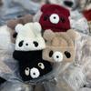 Cute Cute Panda Plush Hat Female Winter Warm Ear Protection Knitted Hat Versatile Face Small Plush Hat Travel