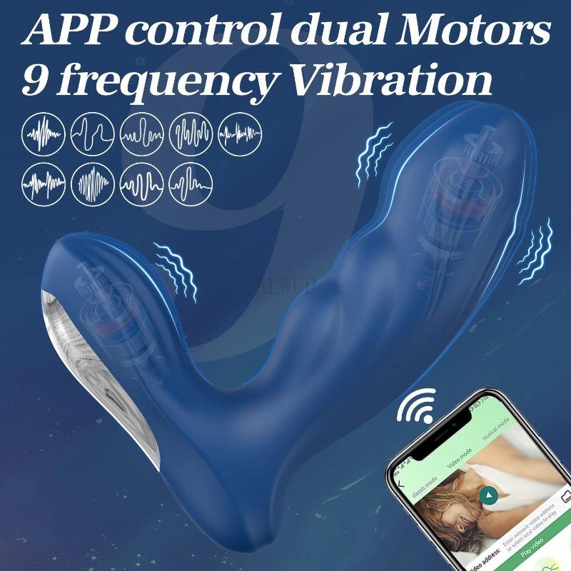 Masajor prostatic pentru bărbați controlat prin aplicație Bluetooth – Vibrator anal wireless, dop anal vibrant, jucărie sexuală pentru adulți cu stimulare duală