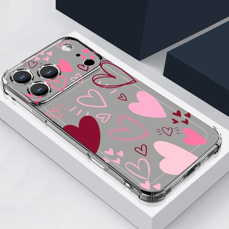 Love Heart Painted Print Silicone Phone Case For iPhone 17 Pro Max 16 15 14 Pro Max 13 12 Pro 11 Shockproof Soft TPU Clear Cover