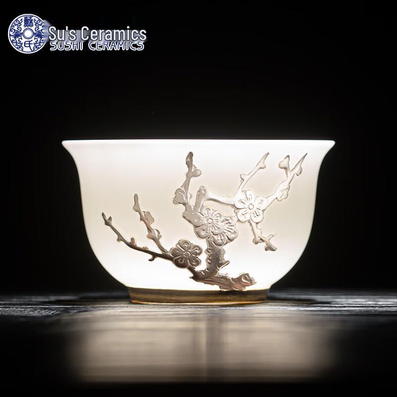 Su-Style Gilded Plum Blossom Ceramic Master Teacup