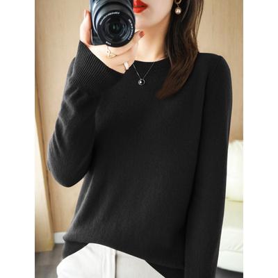 Women's Fashion Casual Fall Winter Solid Color Print Long Sleeve O-Neck Tops Women's Clothing Woolen Knitwear Sweaters