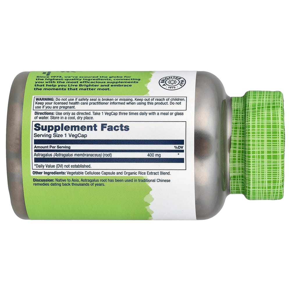SOLARAY True Herbs Astragalus 400mg Veg Capsules, 180 Count