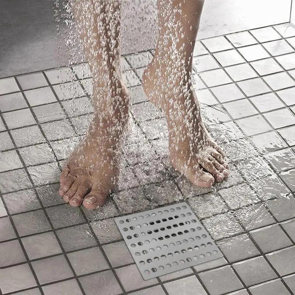 Stainless Square Floor Cover - Bathroom Hair Catcher, Filter Screen, -Clog Cover