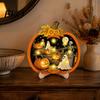 Indoor Holiday Wall Art Halloween Wooden Pumpkin Sign, LED Light Up Ghost Hanging Sign for Outdoor Party Decor Scary Festival Atmosphere Prop
