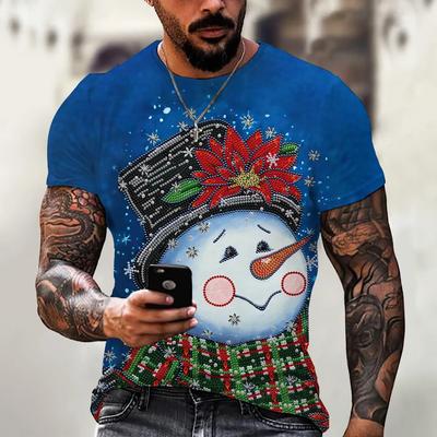 HX Kerst Heren T-shirts 3D Gedrukt Leuke Sneeuwpop T-shirt Tieners Jongens Korte Mouw Tees Tops Mannen Kleding S-7XL Kerstcadeaus