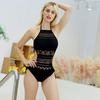 Women Summer Fashion Bikini Lace Bandage Hanging Neck Halter One-piece Swimsuit