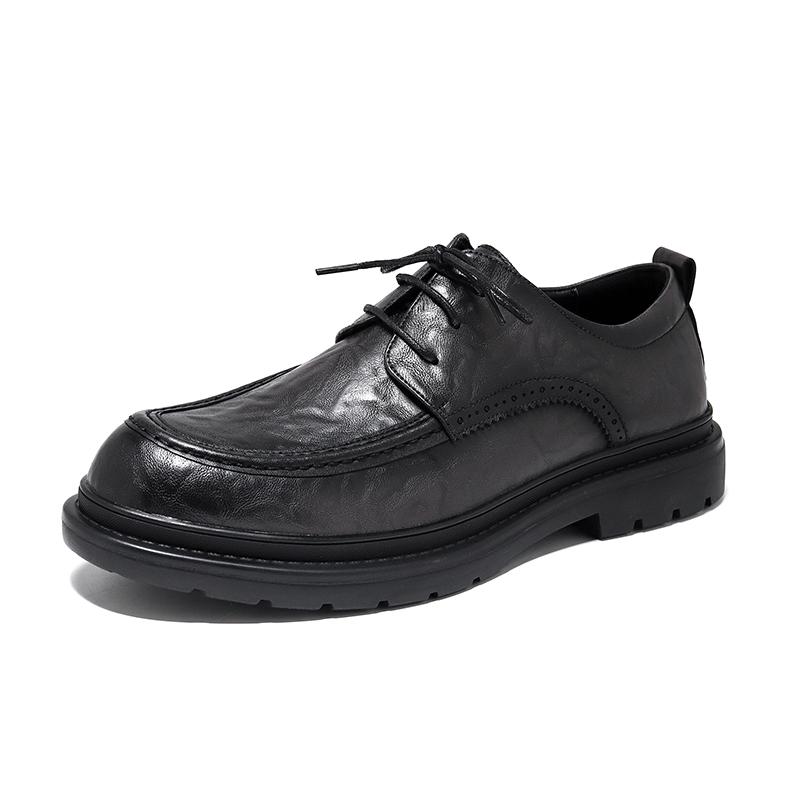 New Lace-Up Oxford Shoes Men'S Comfortable Genuine Leather British Thick-Soled Business Leather Shoes For Spring
