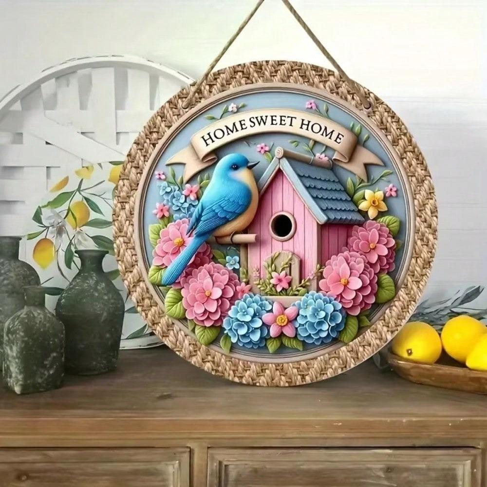 Metal Wall Art Floral Welcome Sign Spring Summer Door Porch Decor