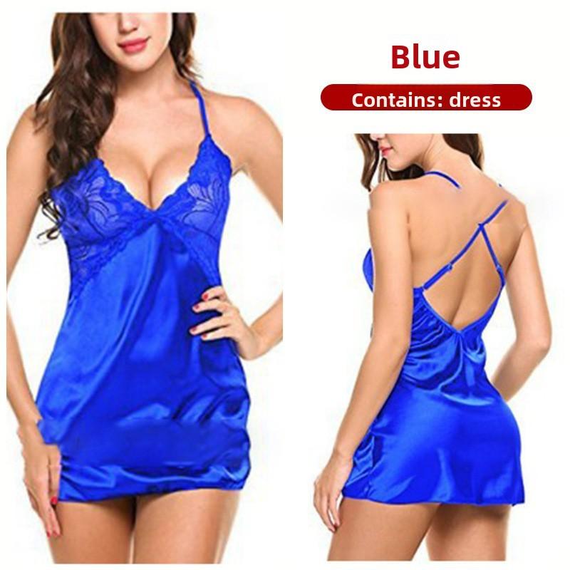 Damen Sexy Ärmelloses Rückenfreies Nachthemd mit Überkreuztem Rückendesign