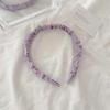 Retro French Wide Skull Top Sponge Headband for Women - Milk Coffee Color Hair Accessory