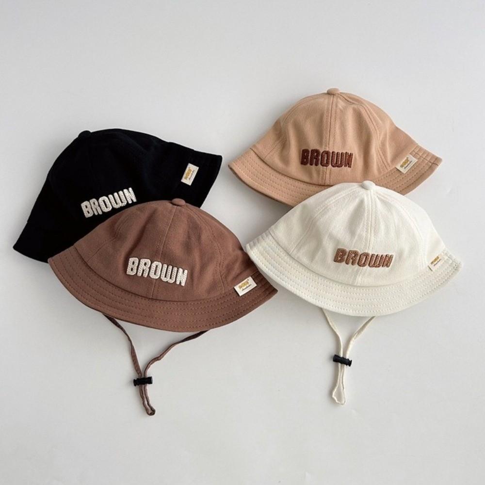 Letter Embroidery Toddler Bucket Hat Cotton Kids Bucket Cap Baby Sunscreen Hat Outdoor Use