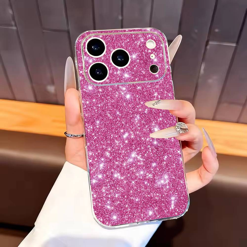 Dazzling Pink GIRL G-Glitter Phone Case For iPhone17,16,15,14,13,12,11 Plus,Pro Max Soft Transparent Cover
