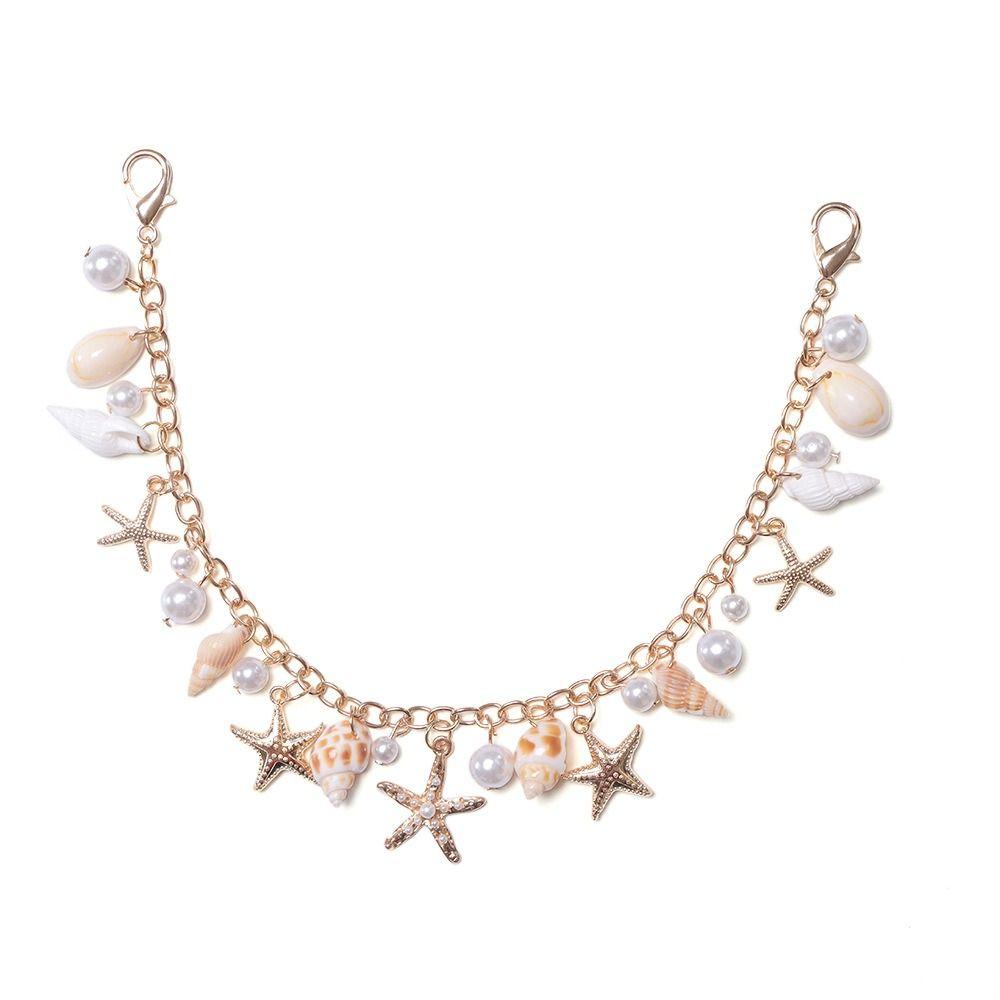 Metal Chain Bag Charms Accessory Lanyard Bag Chain Starfish Conch Pearl Bag Pendant Bag Ornament