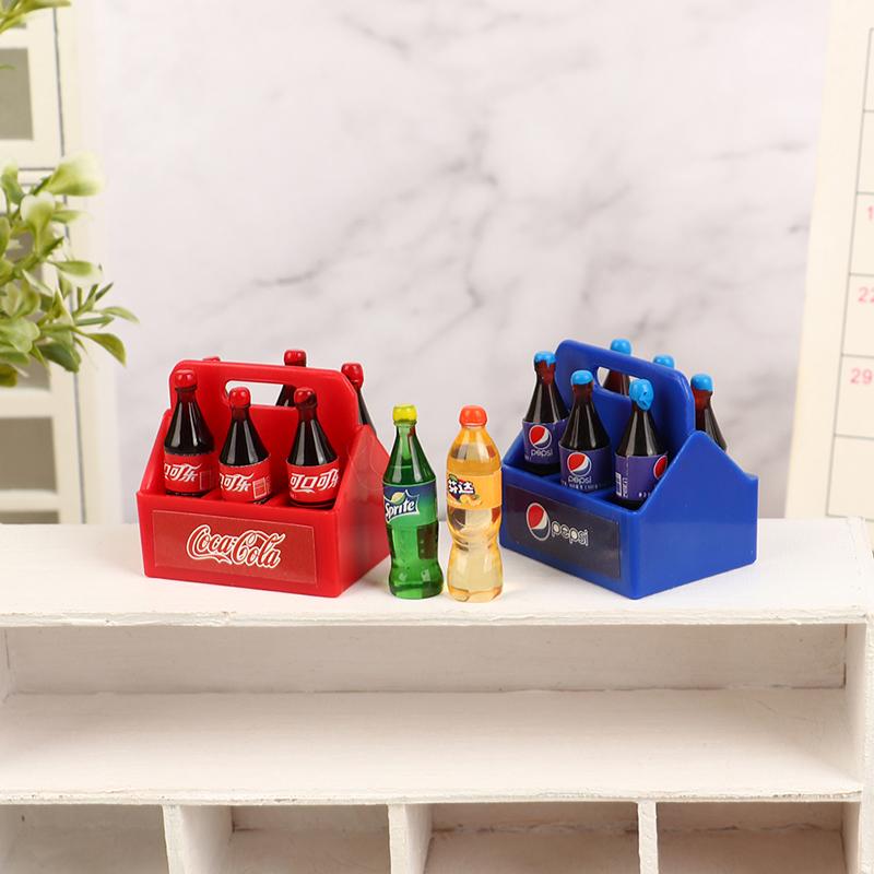 1Set Dollhouse Miniature Cola Soda Sprite Bottles Modle Kitchen Diy Accessories