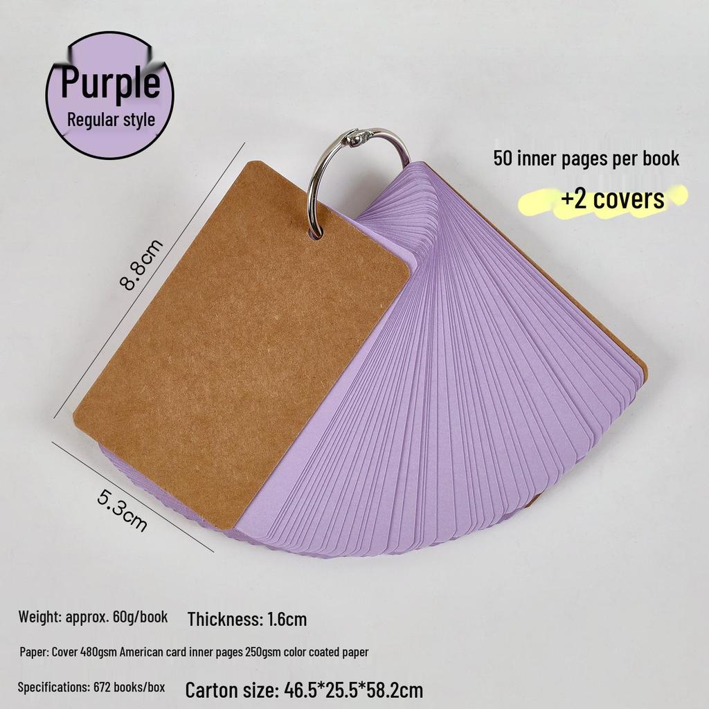 Portable English Word Cards: Hard Cardstock Pocket Ring-Bound Notebook.