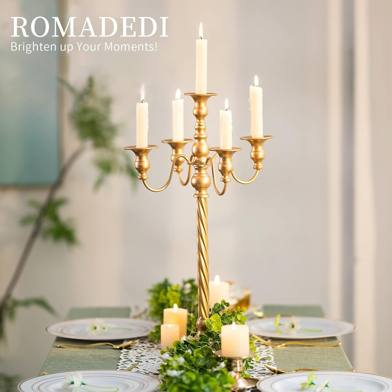 

Канделябр Золотой Подсвечник: Высокий 21 5-рожковый подсвечник для свадебного центрального декора, рождественского праздничного мероприятия, украшения для приема