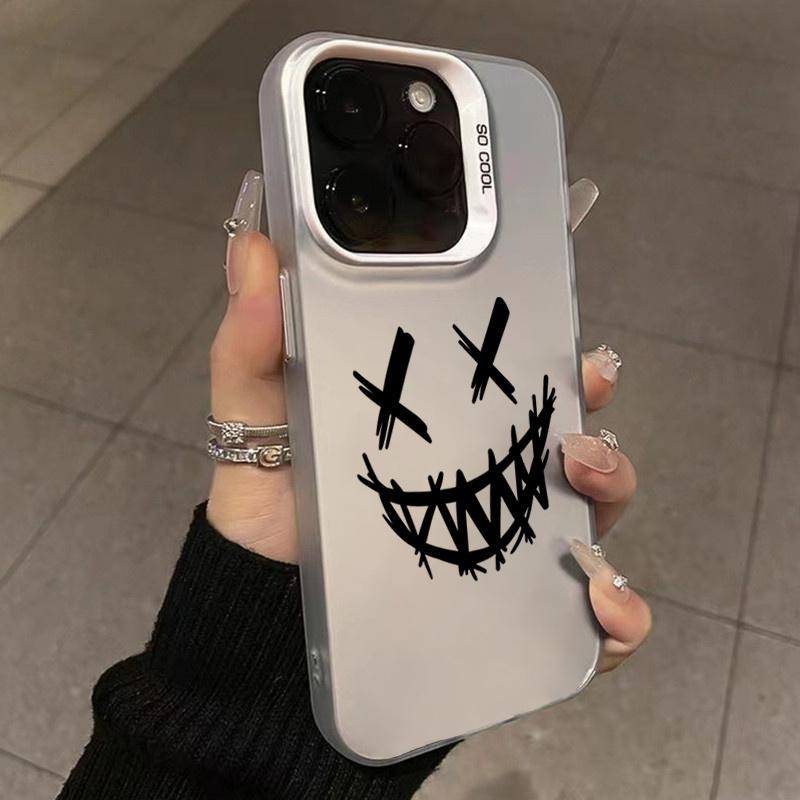 Black Comic Style Phone Case For iPhone 14 Pro Max Plus 16 15 11 12 13 Pro Max Mini X XS XR 7 8 Plus SE Shockproof Cover