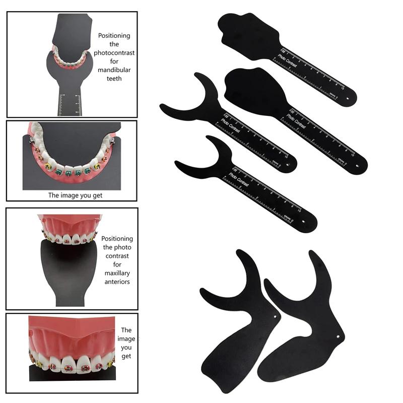 Dental Orthodontic Black Background Board Photo Image Contrast Oral Cheek Plate with Scale Mark Autoclavable Tools