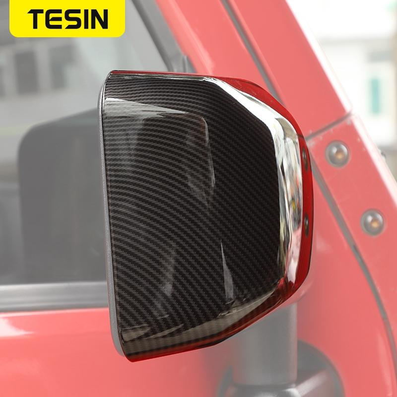 TESIN ABS Car Rear View Rearview Mirror Shell Decoration Cover Stickers for Jeep Wrangler JK 2007-2017 Car Exterior
