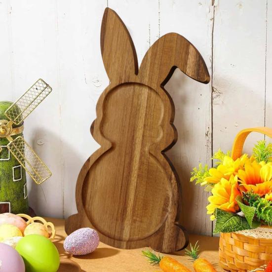 Wooden Rabbit Serving Tray Animal Charcuterie Platters Novelty Appetizer Platter for Cheese Fruit Heart-shaped Food Platter for Parties