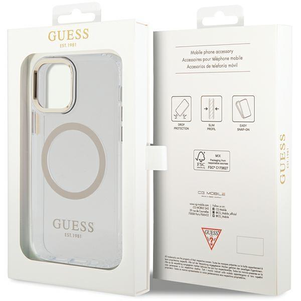 Guess Guhmp12Mhtrmd Iphone 12/12 Pro 6.1 Złoty/Gold Hardcase Metal Outline Magsafe