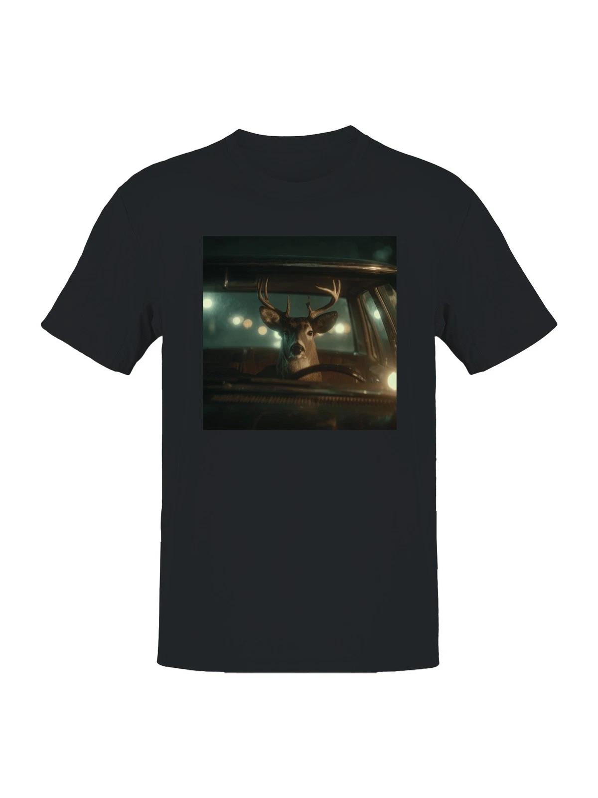Driving Deer at Night Men s T-shirt XL