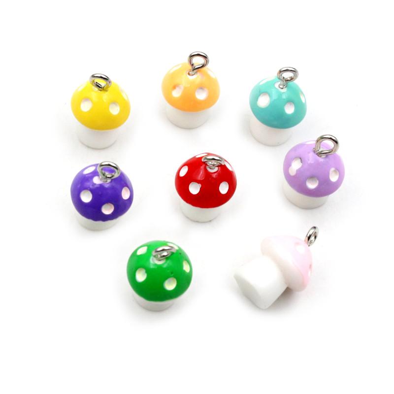 10Pcs Colorful Mixed Mushroom Plant Vegetable Resin Earring Charms Diy Findings 3D Keychain Bracelets Pendant For Jewelry Making